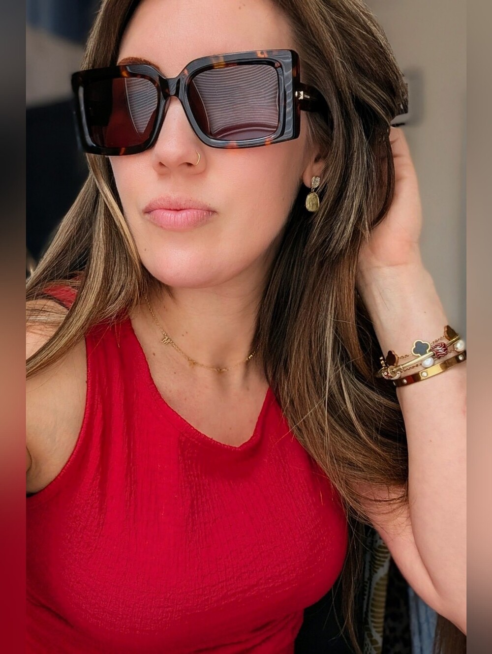NWT Salvatore Ferragamo SF2032S Dark Tortoise Rectangle Sunglasses Italy $430